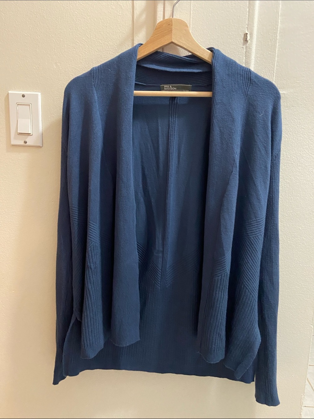 89th & Madison Open-Front Cardigan in Denim Blue